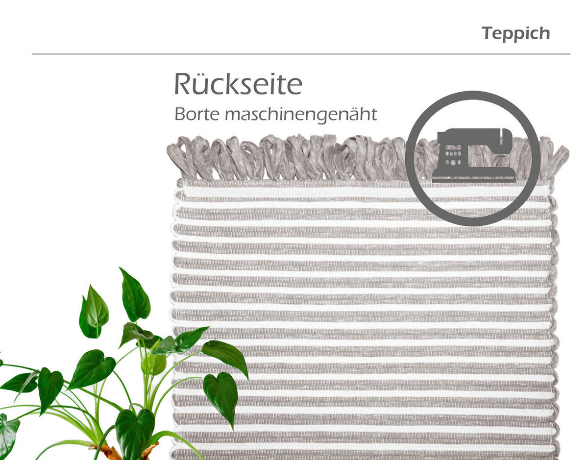HANDGEWEBTER Läufer 50x70 cm Beige Grau - Graubraun, Naturmaterialien/Textil (50/70cm) - Lashuma