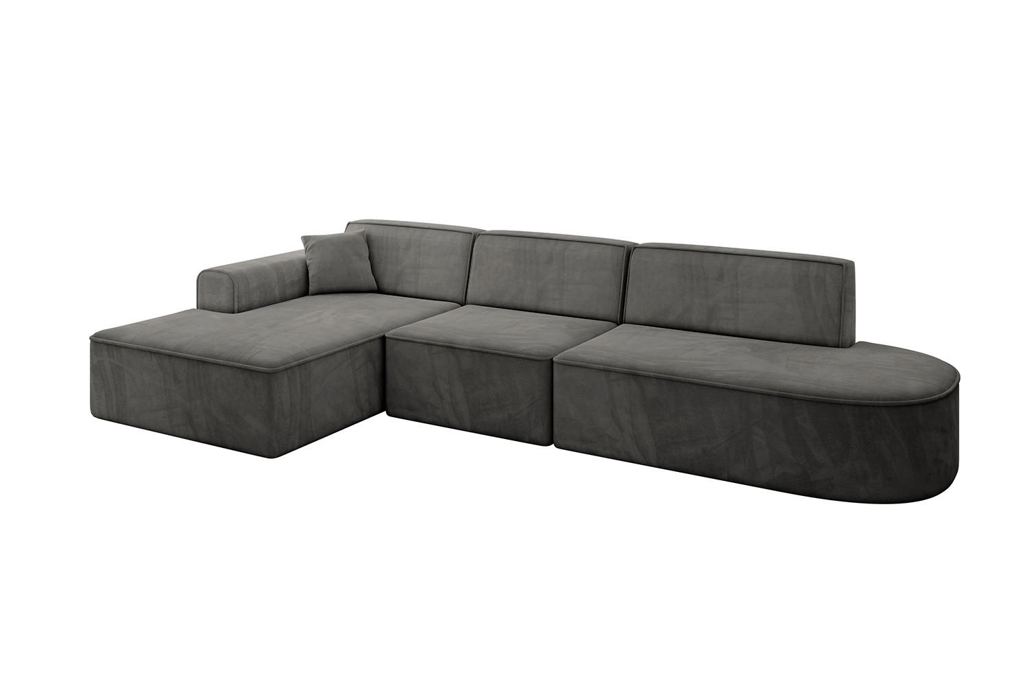 ECKSOFA Ottomane Links IREA-L2-v3 - 327x165x77 cm Ecru - Anthrazit, Holzwerkstoff/Textil (327/165cm) - ALTDECOR