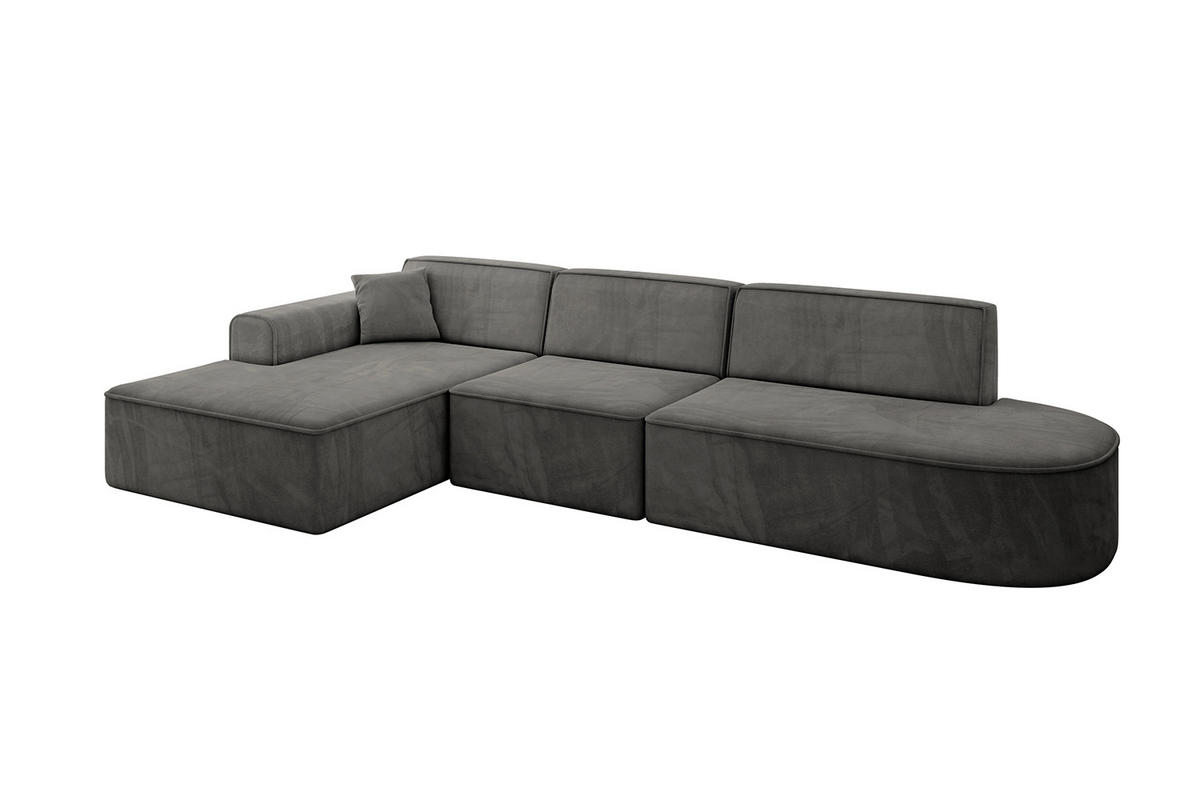 ECKSOFA Ottomane Links IREA-L2-v3 - 327x165x77 cm Ecru - Anthrazit, Holzwerkstoff/Textil (327/165cm) - ALTDECOR