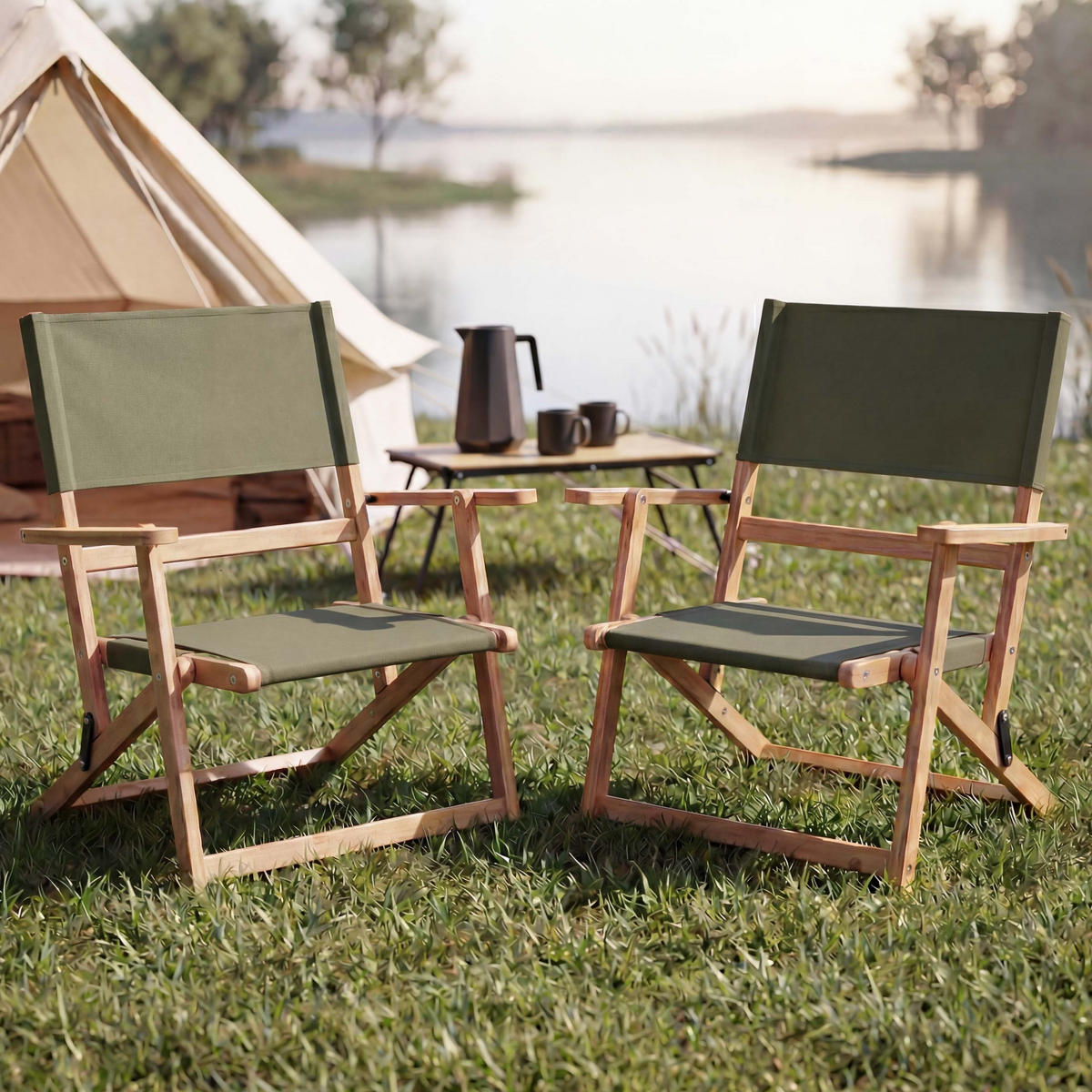 BAMBUS CAMPINGSTUHL Grün - Grün, Textil (61/64/42cm) - MCW
