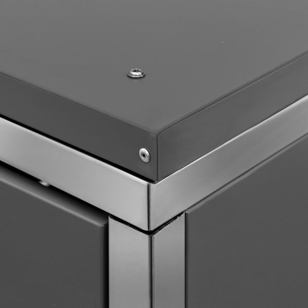 MÜLLTONNENBOX FÜR 3 TONNEN 207X77,5X115 CM EDELSTAHL - Anthrazit, Metall (207/115/77.5cm) - vidaXL