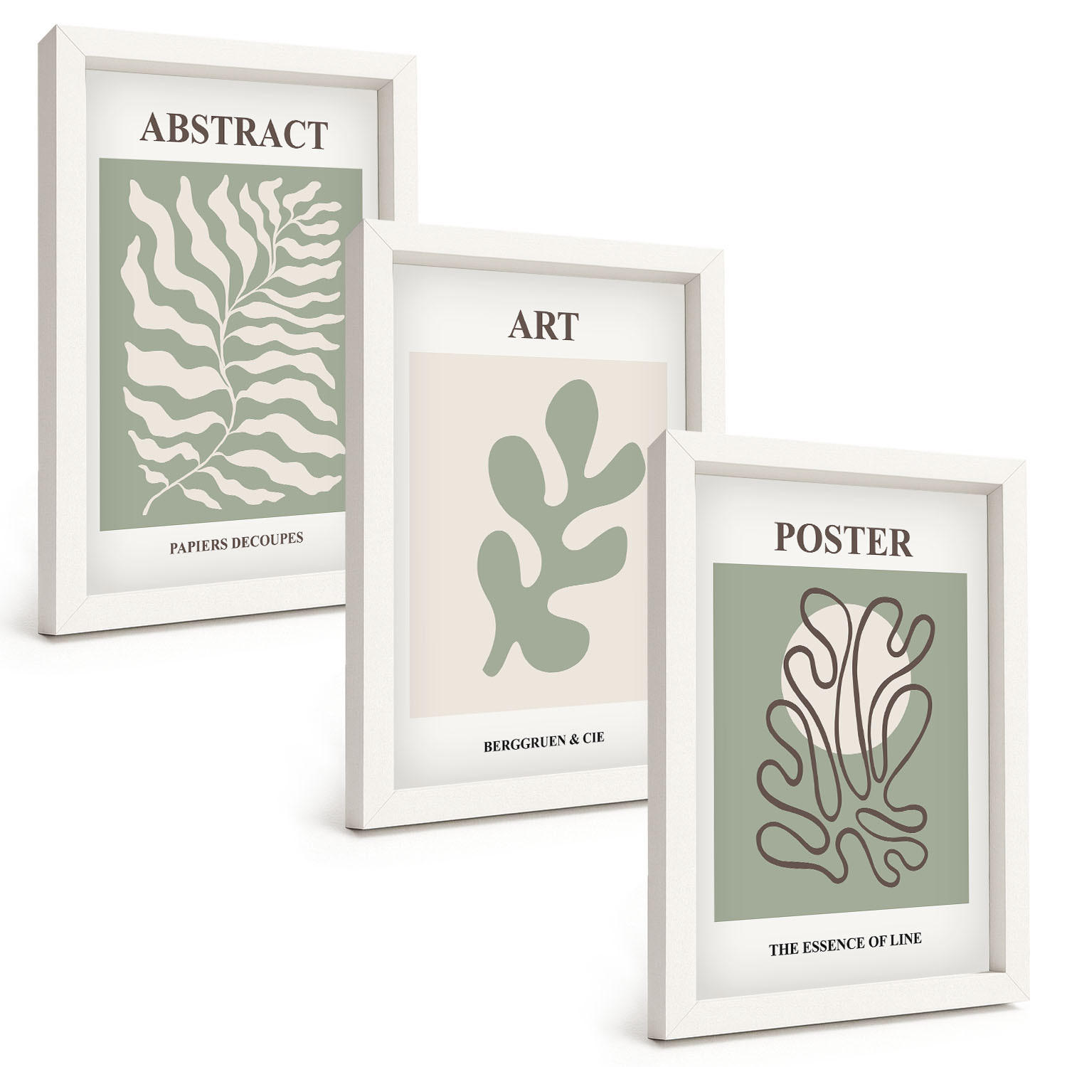 BILDER SET 3er Set - 20x30 cm Weißer Rahmen - Poster mit Pflanzenmustern von Matisse - Weiß, Kunststoff (20/30cm) - TULUP