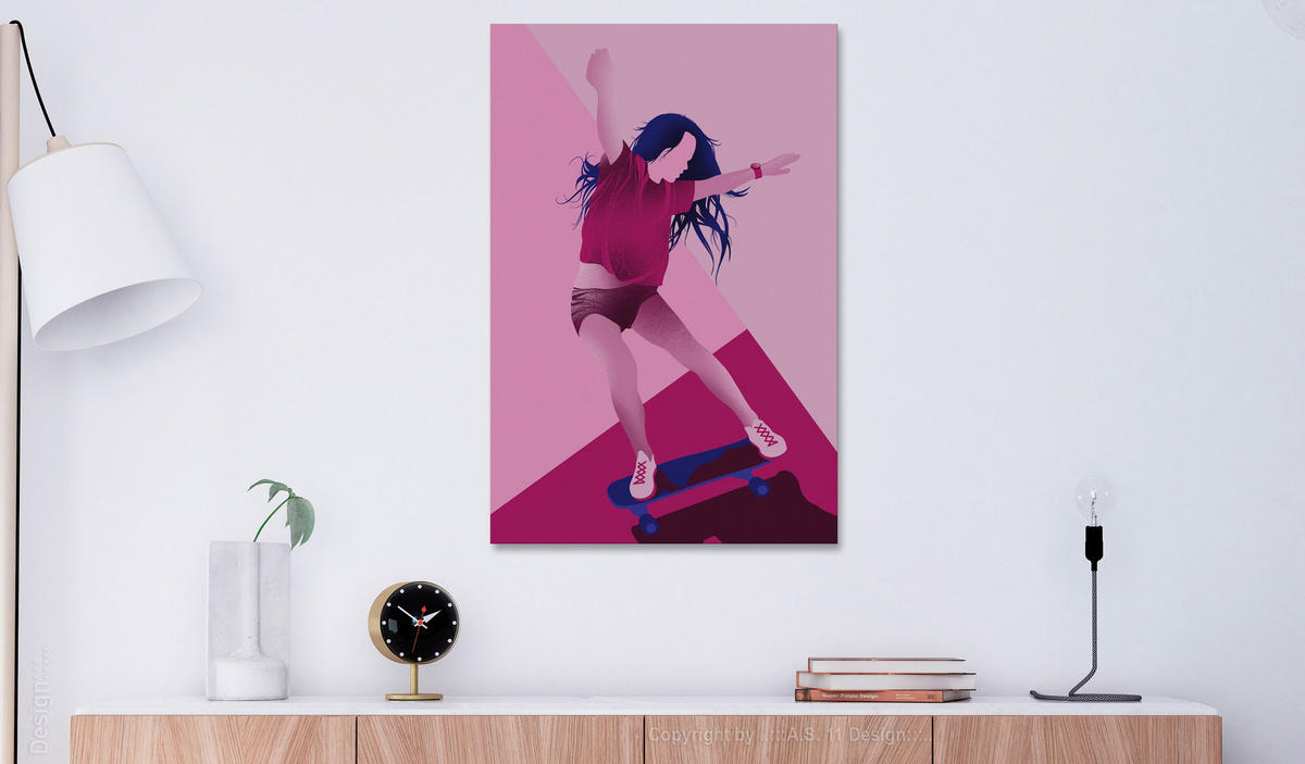 KUNSTDRUCK Rosa 60/90 cm - Blau/Pink, Textil (60/90cm) - KUNSTLOFT