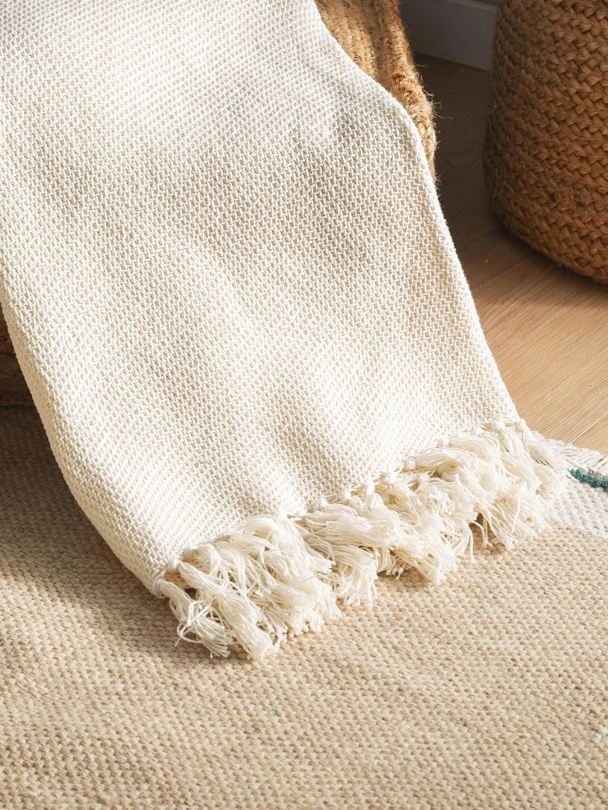 BAUMWOLLDECKE Ezra Ivory 125x150 cm - Creme, Textil (125/150cm) - benuta Nest