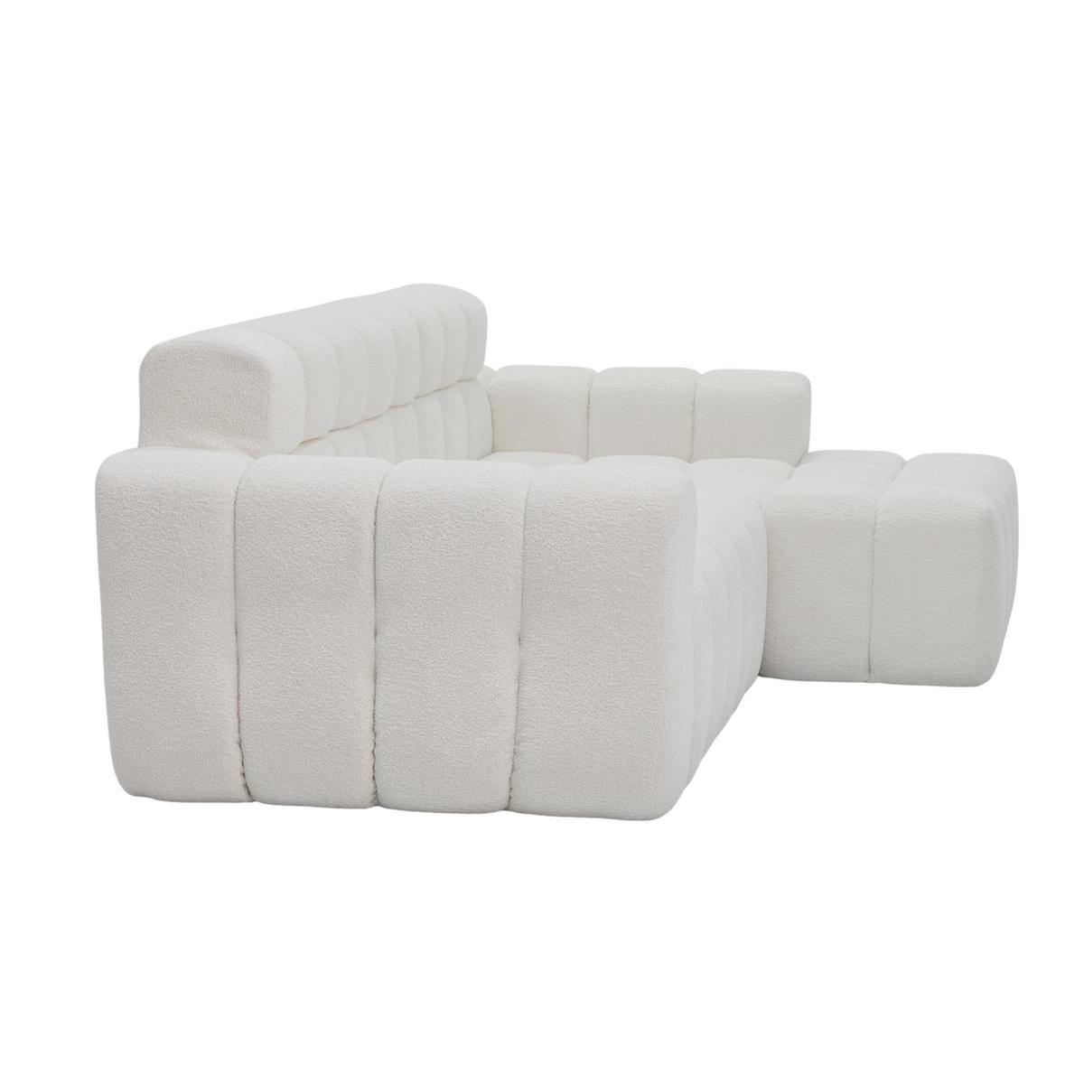 ECKSOFA L-Form 3-Sitzer in Weiß aus Samt mit recht Chaiselongue - Weiß, Textil (249.94/149.1cm) - CHICFURN