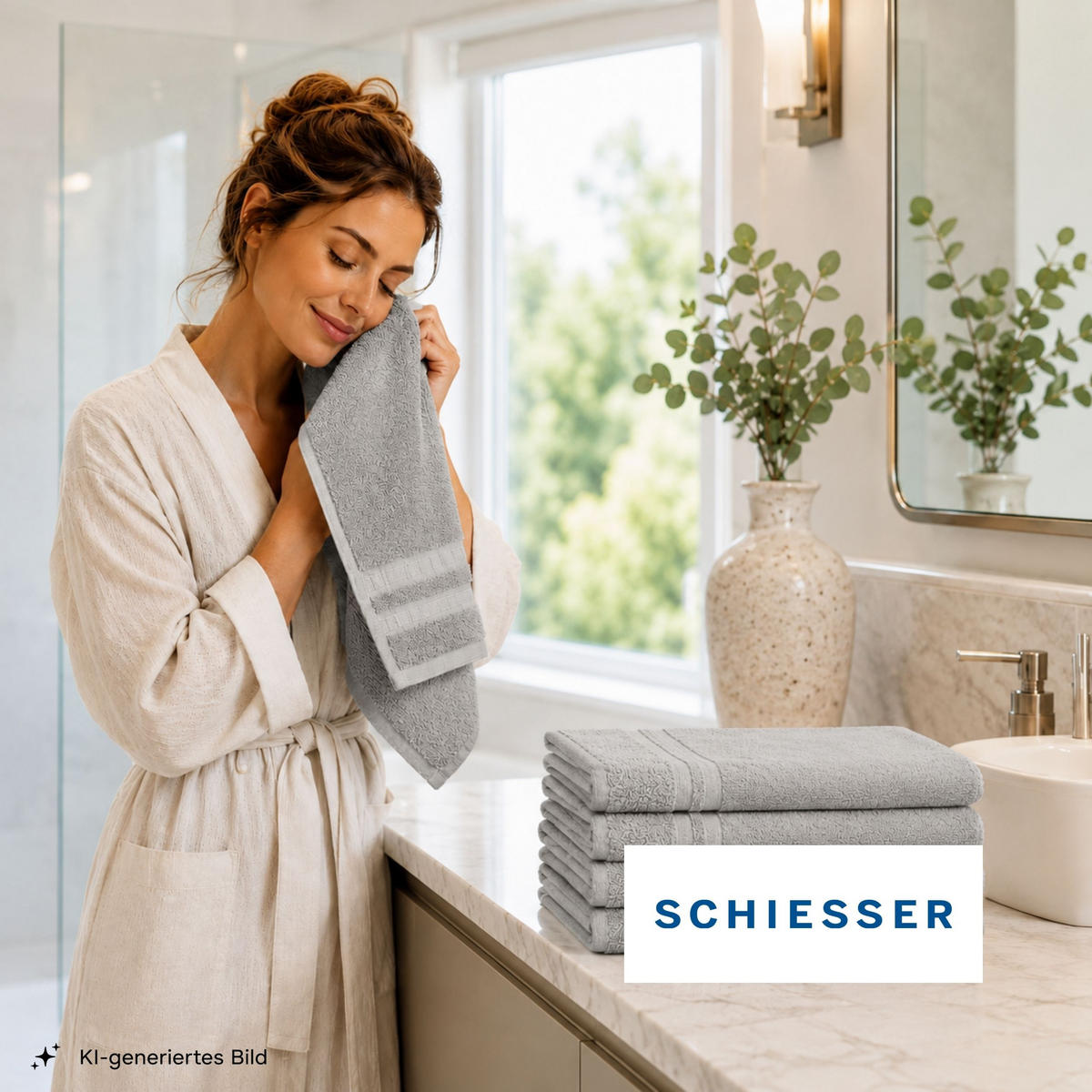 GÄSTETUCHSET Miro - 4-teilig - 30 x 50 cm - Silber - Grau, Textil (30/50cm) - SCHIESSER