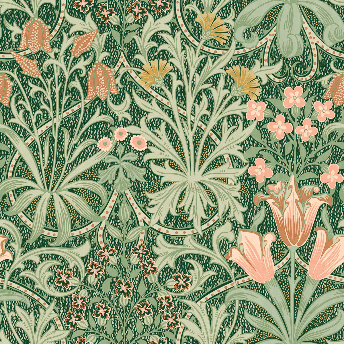 VLIESTAPETE Waldunkräuter 1000x52cm - Dunkelgrün, Papier/Kunststoff (52/1000cm) - William Morris at Home