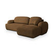 ECKSOFA MODENZA N R-S Braun Boucle-Stoff mit Schlaffunktion - Braun, Holz (266/148cm) - MASSENO