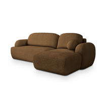ECKSOFA MODENZA N R-S Braun Boucle-Stoff mit Schlaffunktion - Braun, Holz (266/148cm) - MASSENO