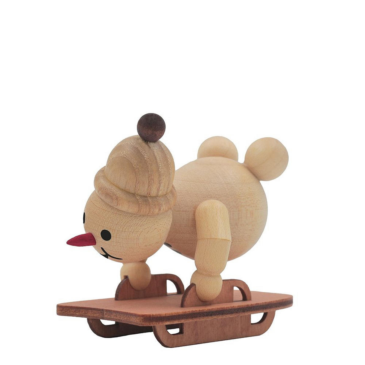 HOLZFIGUR Schneemann Junior Skeleton mit Mütze 5 cm - Multicolor, Holz (7/6/0.1cm)