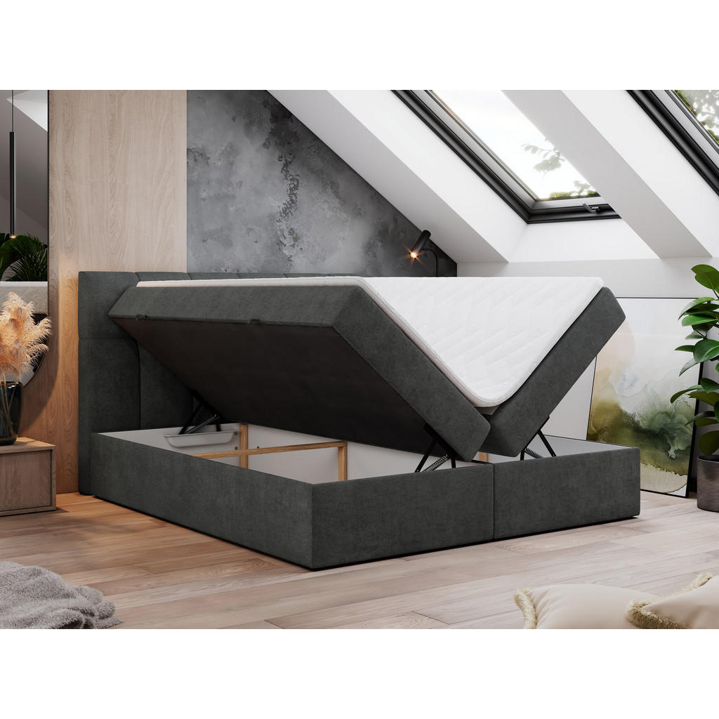 Thumbnail - MKS Boxbett, Dunkelgrau, Textil, 2-Sitzer, H4, Rechteckig, 180x200 cm, Schlafzimmer, Betten, Boxspringbetten