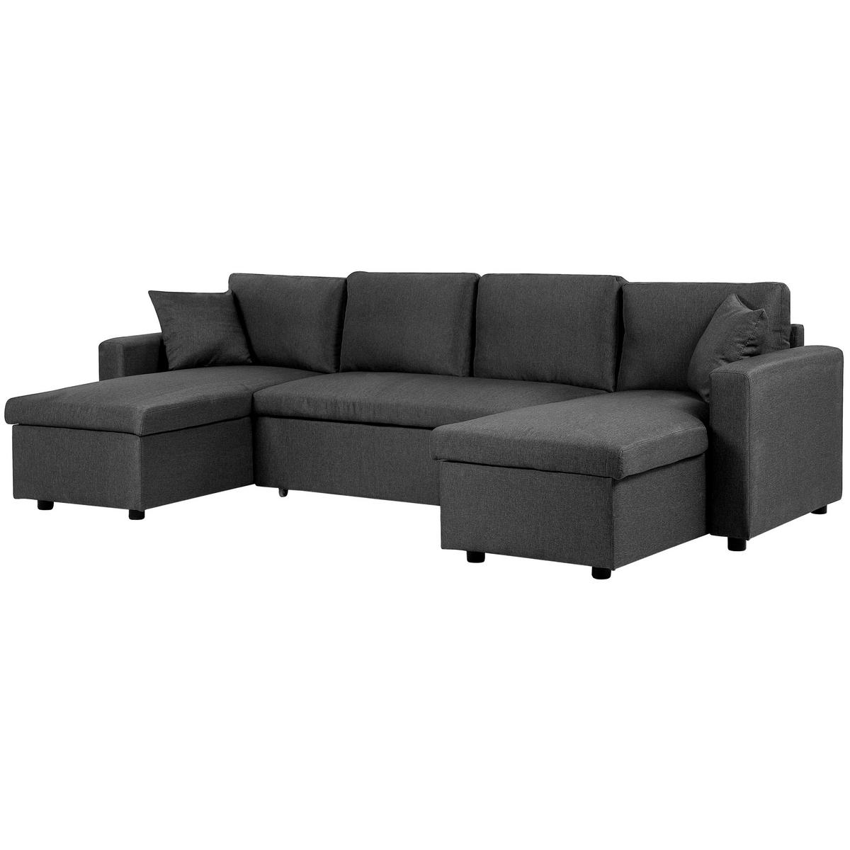 SCHLAFSOFA Polsterbezug Dunkelgrau Sommen - Dunkelgrau, Textil (287/86/147cm) - Beliani
