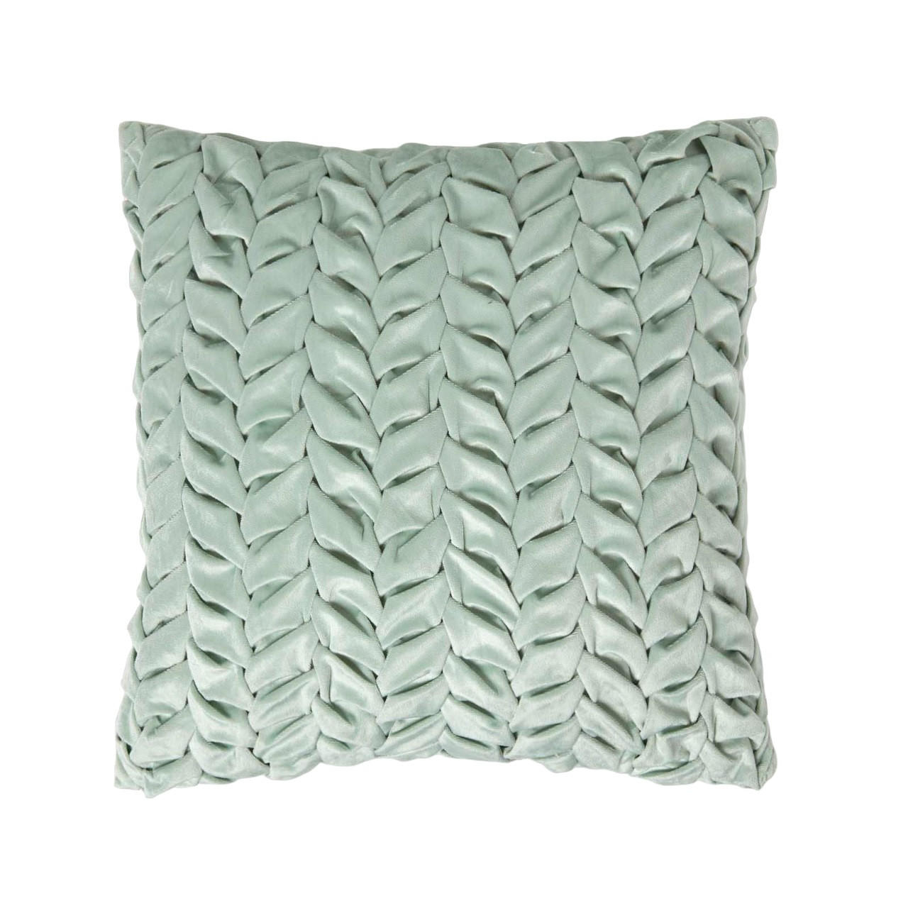 SAMTKISSEN Grace mint 45/45 cm plissiert in Flechtoptik - Mintgrün, Textil (45/45cm) - Homescapes