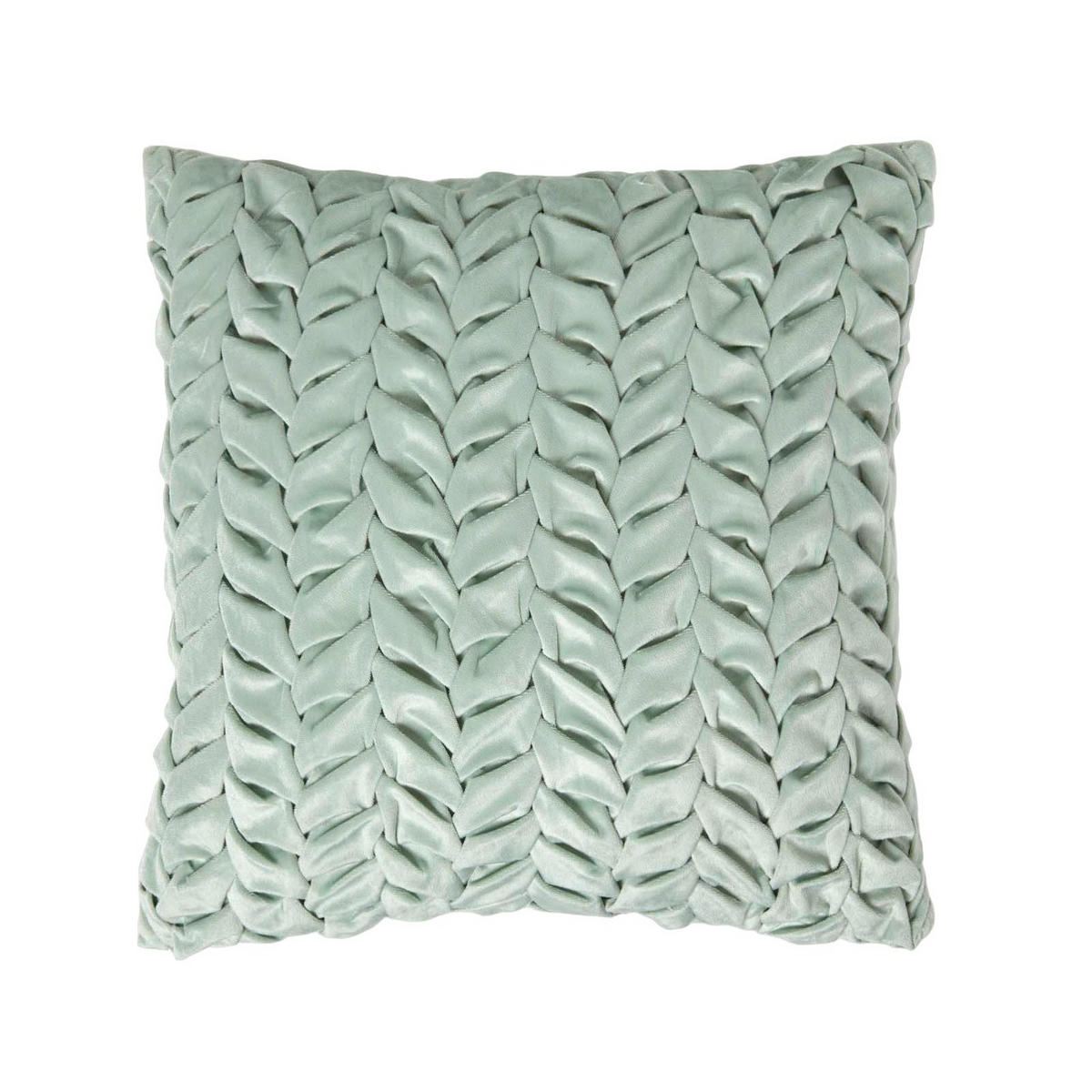 SAMTKISSEN Grace mint 45/45 cm plissiert in Flechtoptik - Mintgrün, Textil (45/45cm) - Homescapes