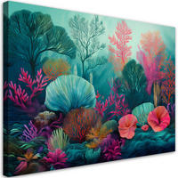 LEINWANDBILD Korallenriff Meerespflanzen 100x70cm - Türkis, Textil (100/70cm) - Feeby