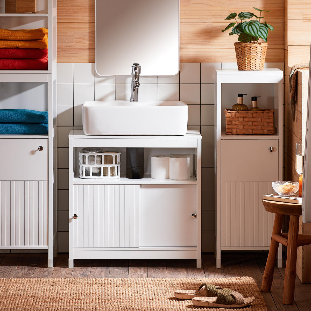 WASCHBECKENUNTERSCHRANK Weiß - Weiß, Holzwerkstoff (60/60/30cm) - SoBuy