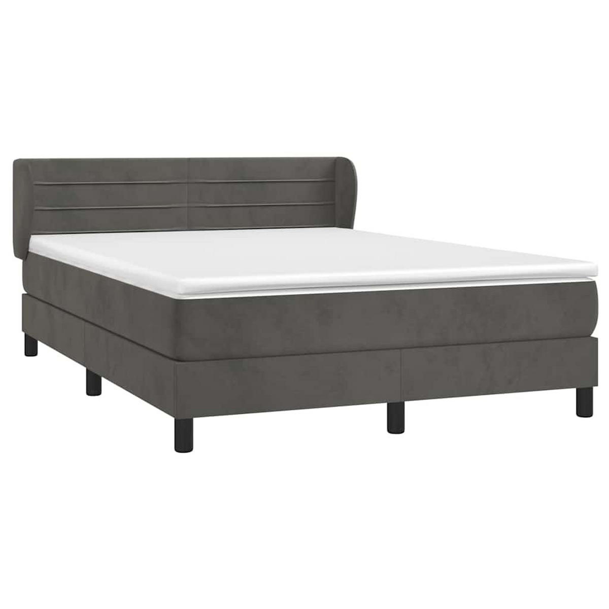 BOXSPRINGBETT 140/200 Cm Grau Samt - Grau, Textil (147/203cm) - vidaXL