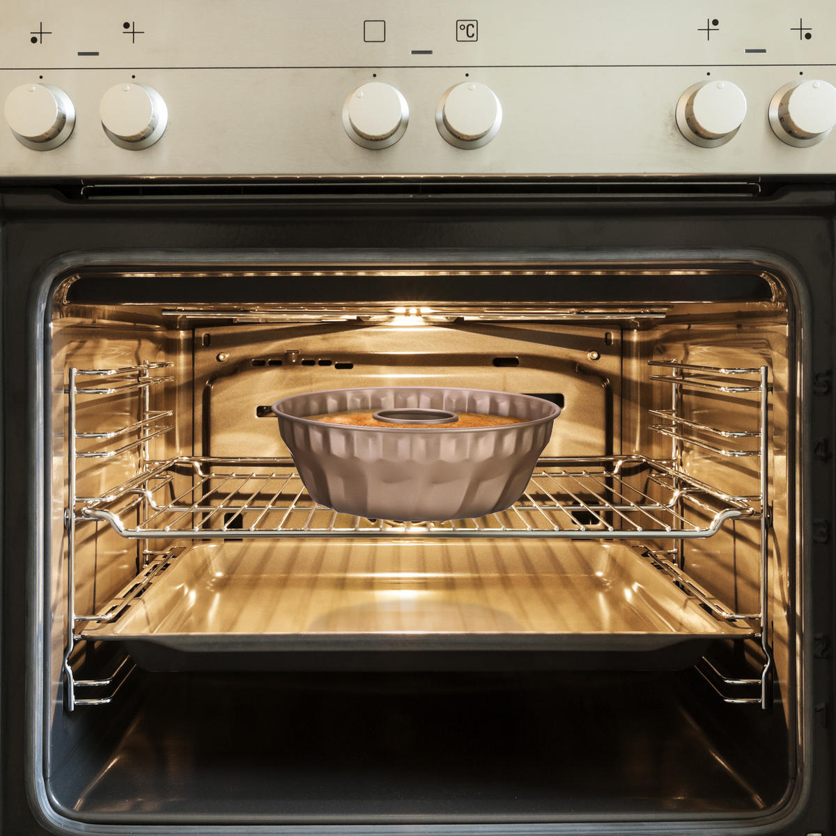 GUGELHUPFFORM - Beige, Metall (25/9cm) - Relaxdays