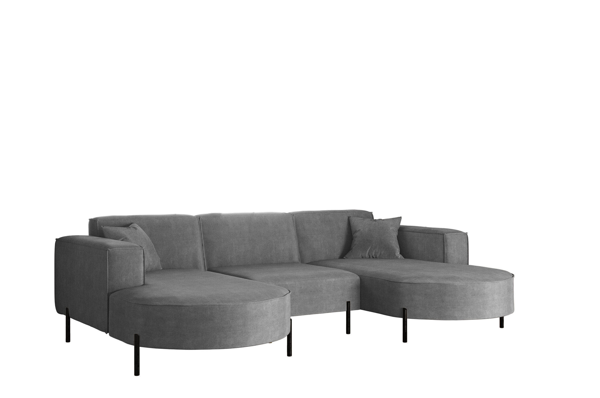 ECKSOFA U-Form Designer Modena Rein Stoff Noel Aschgrau - Grau, Holz (165/299cm) - Kaiser Möbel