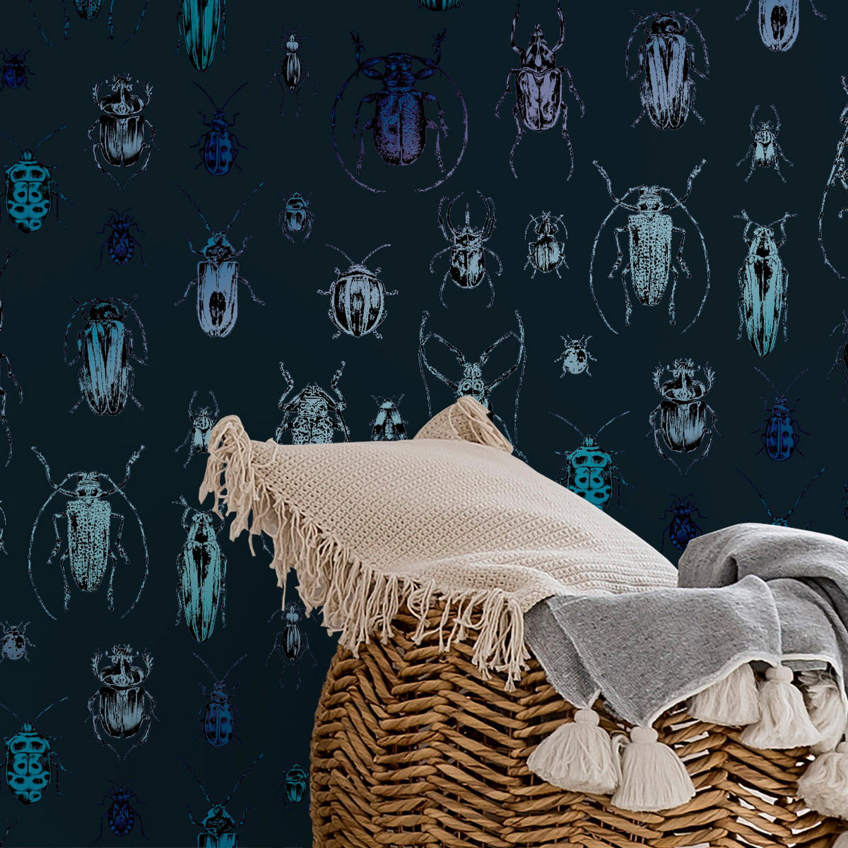 VLIESTAPETE Bugs 1000x52cm - Blau, Papier/Kunststoff (52/1000cm) - Superfresco Easy