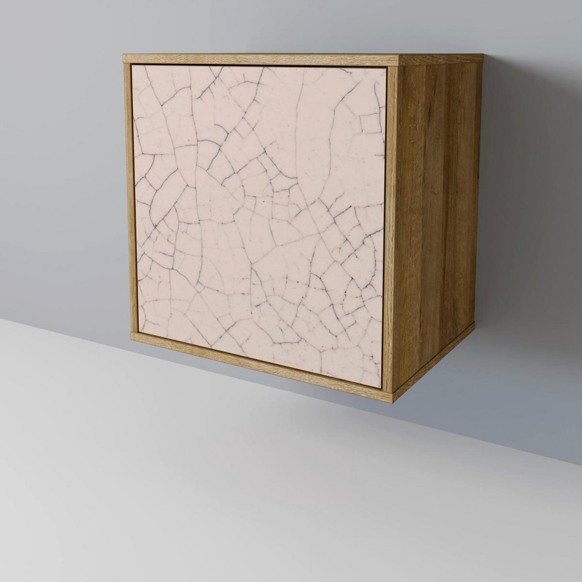 SIDEBOARD CERAMIC TEXTURE, Eichefarben, 57,5x42x70,5 cm, Schwarze Metall-Sternfüße - Eichefarben/Multicolor, Holzwerkstoff/Metall (57.5/70.5/42cm) - SpaceRebels