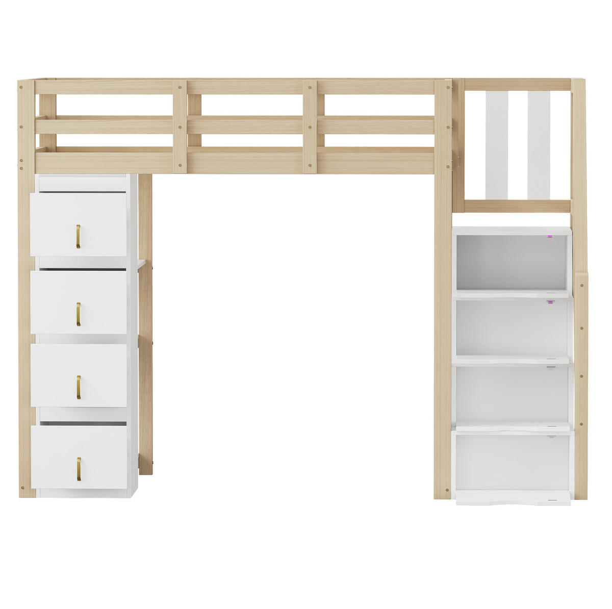 HOCHBETT 90/200 cm aus Holz mit Stauraum und Regal in Naturfarbe - Weiß, Holz (90/200cm) - Flora Grace