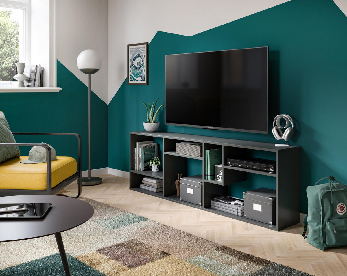 REGAL grau 159 x 54 cm, Standregal mit 7 Fächern - Schwarz/Grau, Holzwerkstoff/Kunststoff (159/159/28cm) - Inn.Furn