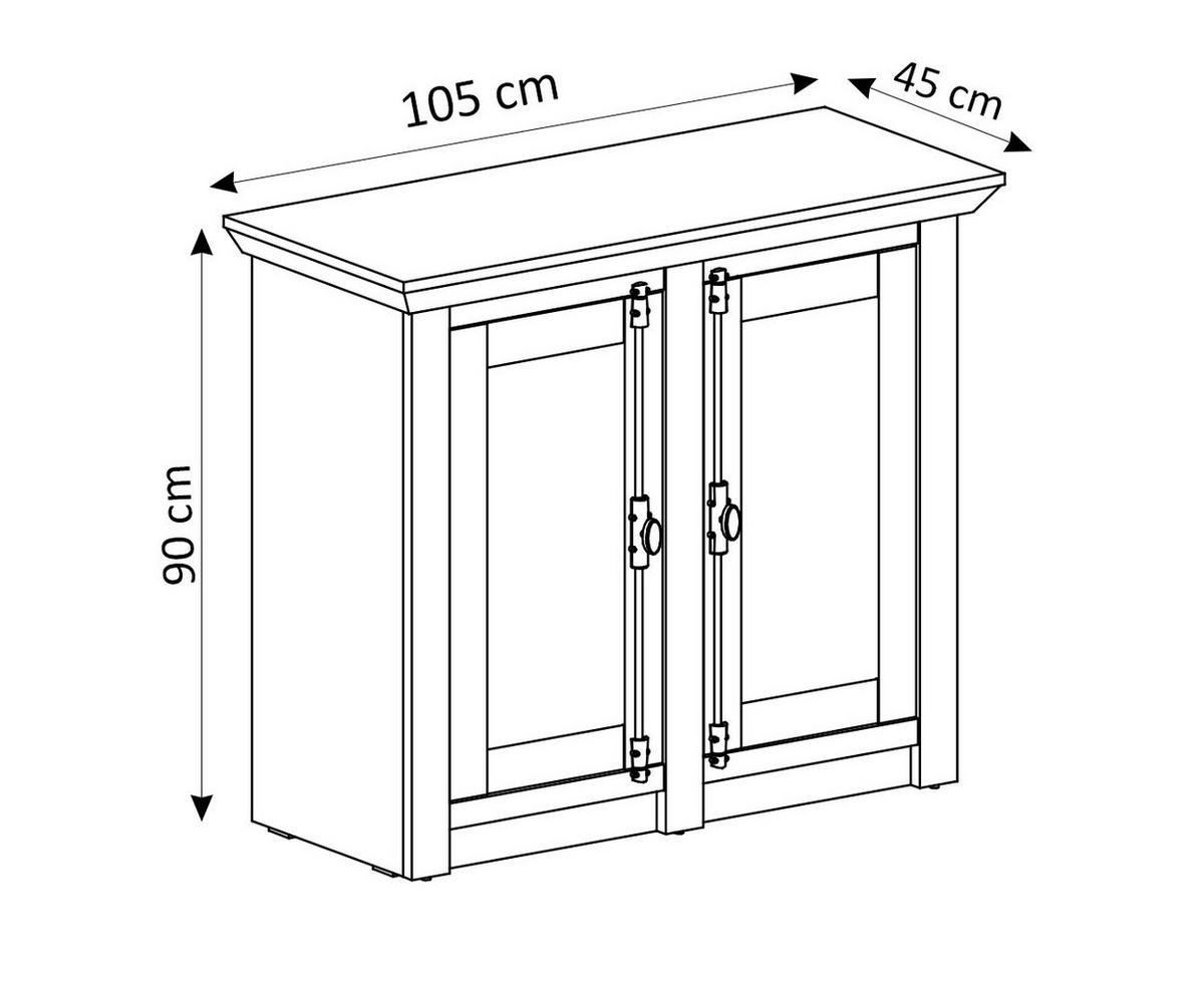 HIGHBOARD Westerland Pinie weiß 105 / 45 / 90cm - Weiß/Pinienfarben, Holz/Holzwerkstoff (105/90/45cm) - Feldmann-Wohnen