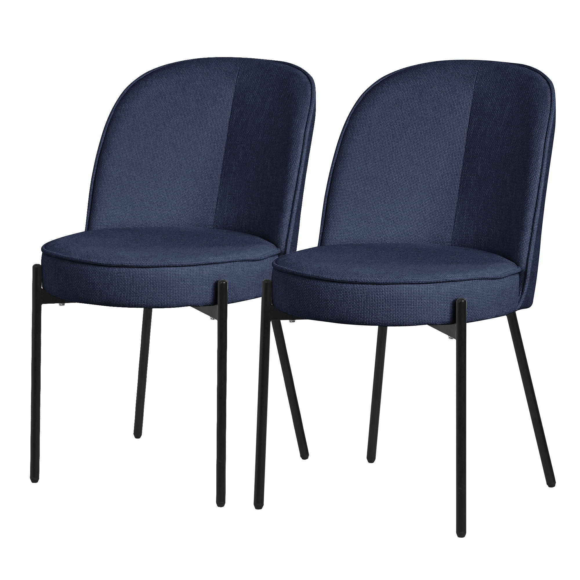ML-DESIGN JÍDELNÍ ŽIDLE, sada 2 ks, tmavě modrá, s látkovým potahem