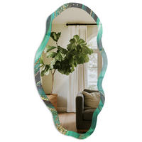 SPIEGEL 90x45 cm asymmetrisch mit Druck - Grüne Abstraktion - Transparent, Glas (45/90/0.4cm) - TULUP