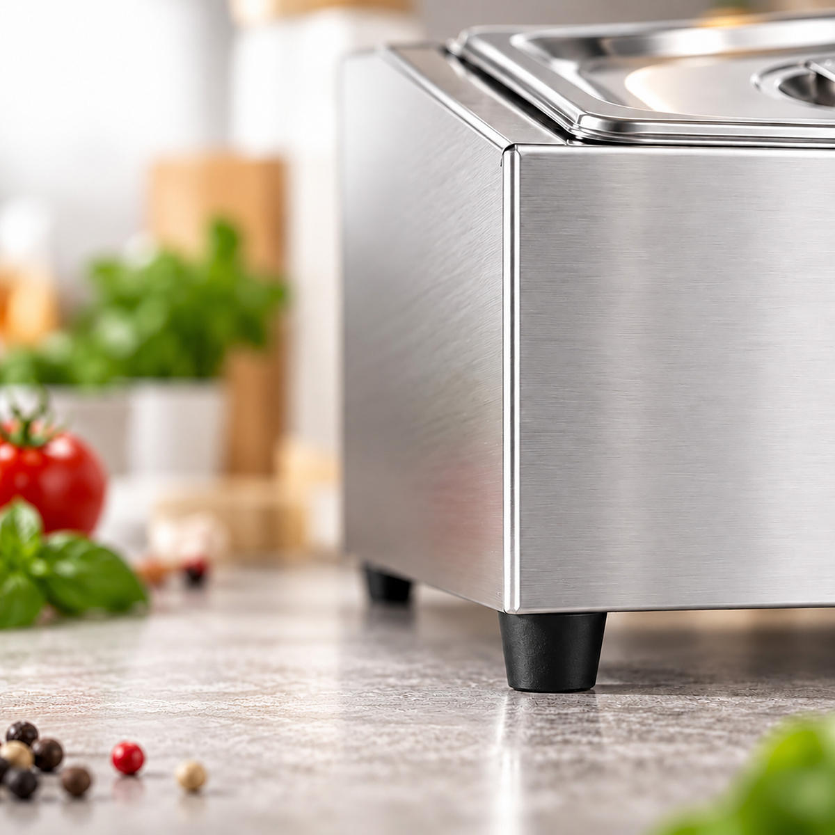 INGREDIENSBEHÅLLARE Silverfärgad 4-fack rostfritt stål med lock 69 cm - Silverfärgad, Metall/Plast - Relaxdays