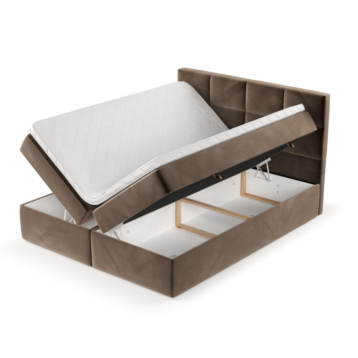 BOXBETT Oris 180/200 cm Braun im Paros Stoff - Schwarz/Braun, Holz/Holzwerkstoff (180/200cm) - AltaBeds