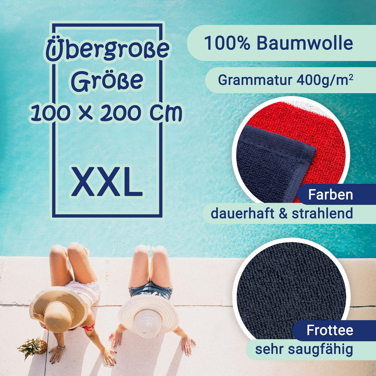 STRANDTUCH, 100x200 cm, 100% Baumwolle, bunt - Multicolor, Textil (100/200cm) - Zollner