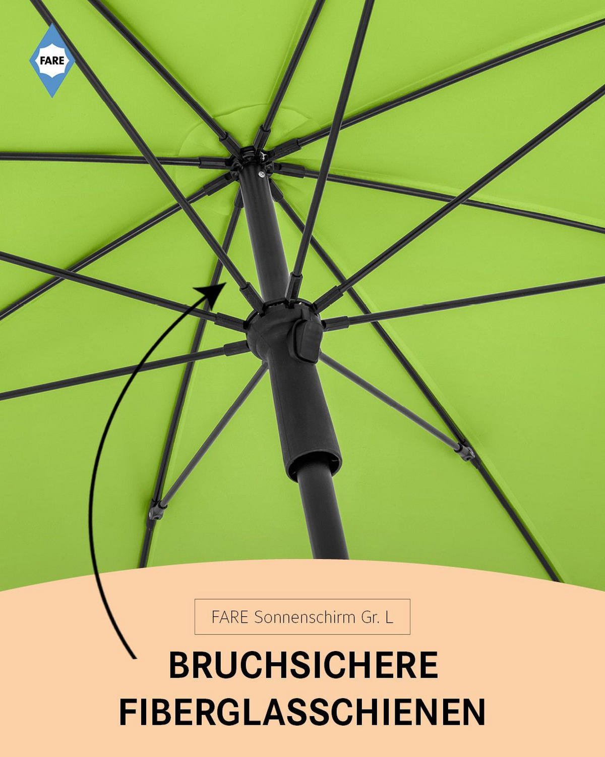 SONNENSCHIRM 200/200/126 cm - Grün, Kunststoff (200/200cm) - FARE