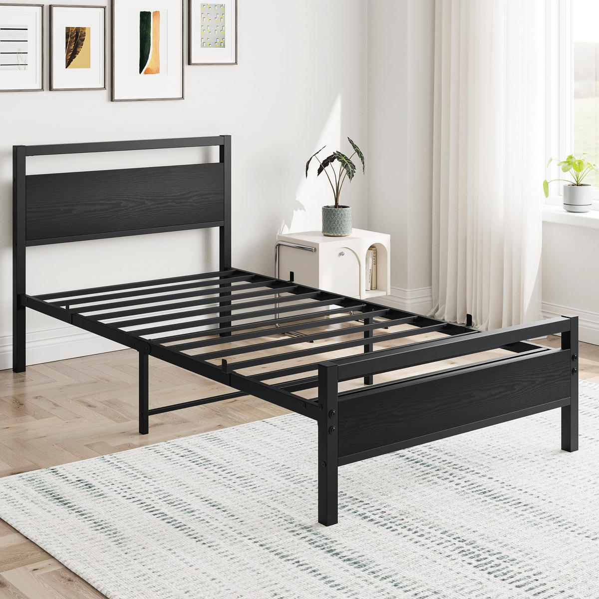 METALLBETT 90/200 cm DE-33024 mit Lattenrost und Stauraum Schwarz - Schwarz, Metall (90/200cm) - ComfortXL