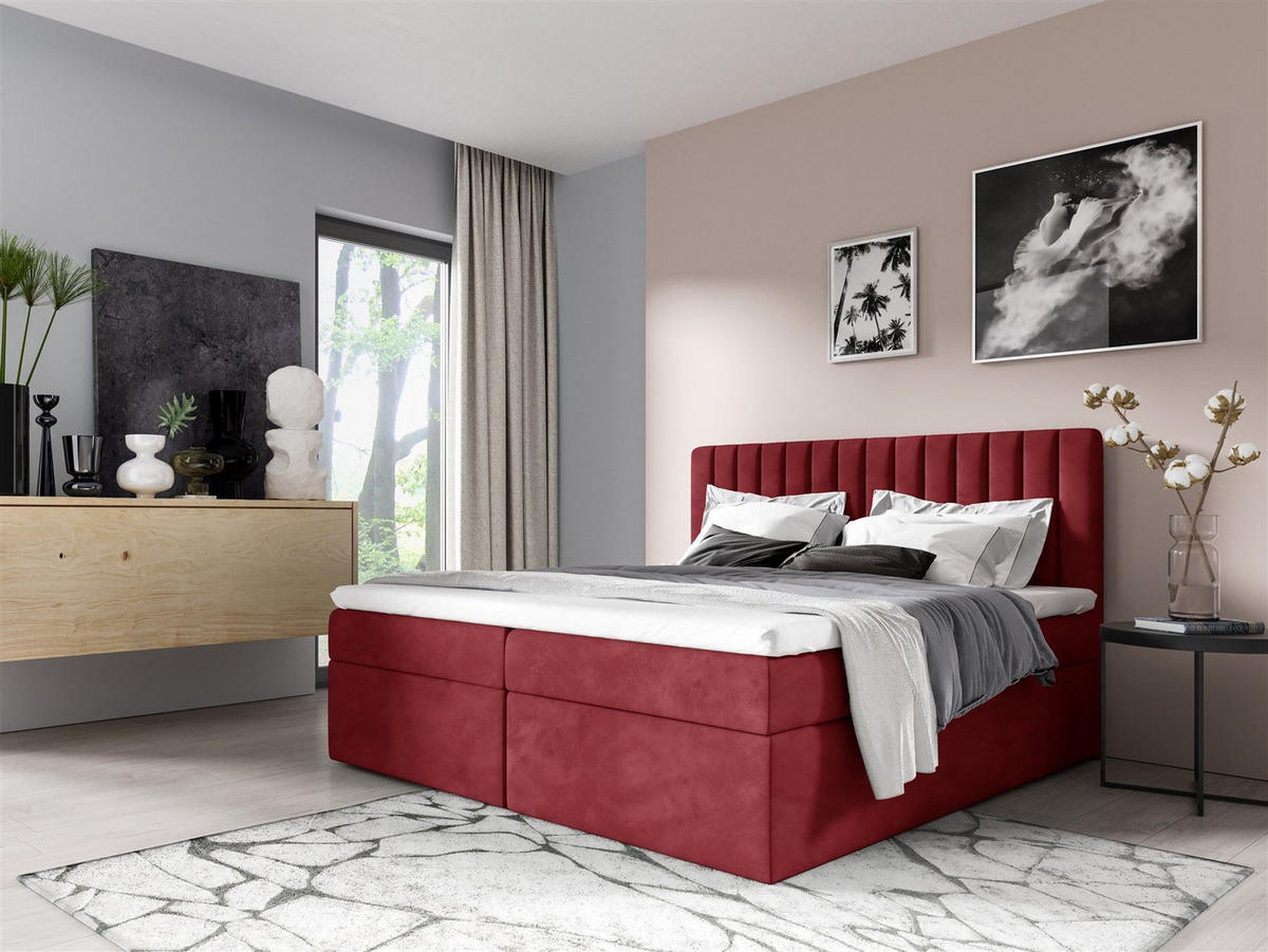 BOXBETT Linnea - Rot, Holzwerkstoff/Textil (120/200cm) - Fun Möbel