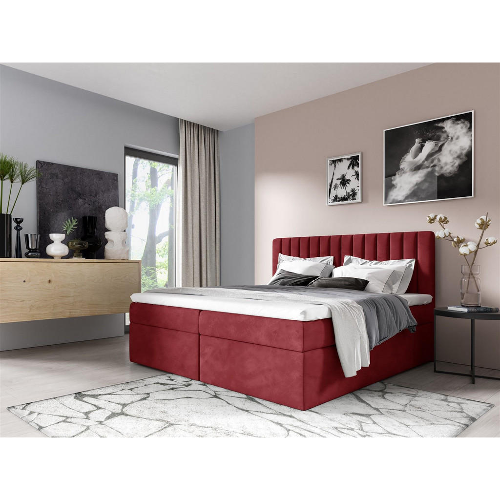 Thumbnail - Fun Möbel Boxbett, Rot, Textil, 160x220 cm, Schlafzimmer, Betten, Boxspringbetten