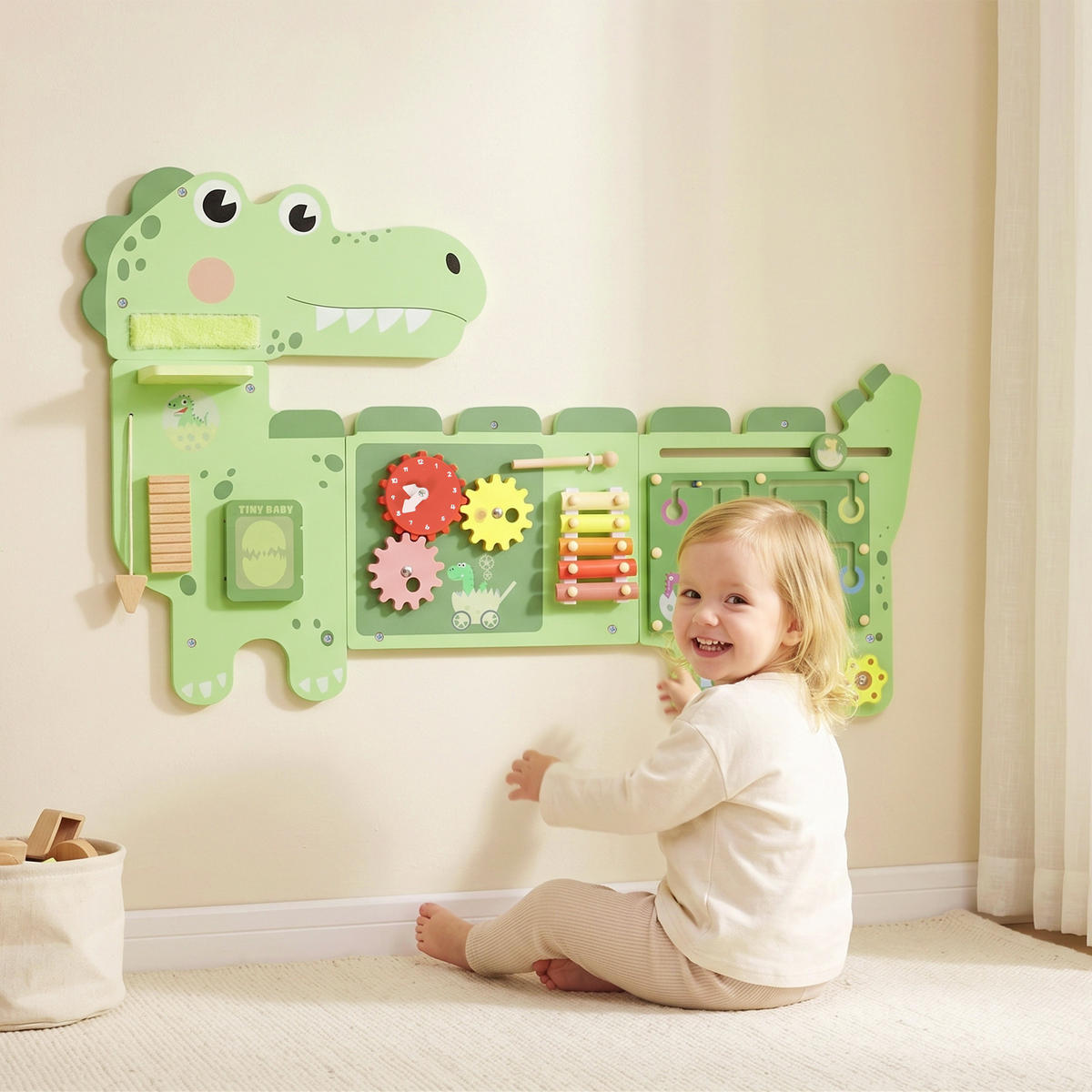 BUSY-BOARD MDF Sperrholz Grün - Grün, Holzwerkstoff (52/5.5/87cm) - AIYAPLAY