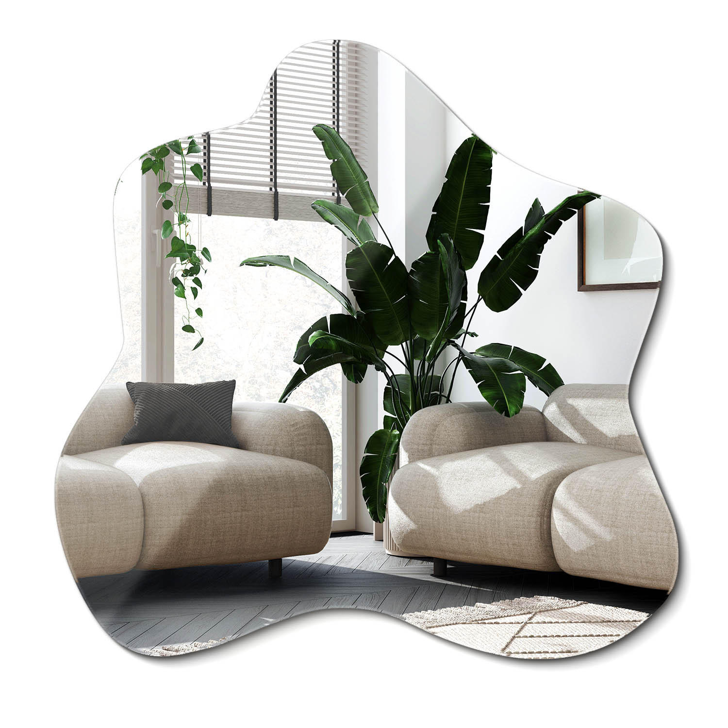 SPIEGEL 67,6 x 67 cm asymmetrisch - Transparent, Glas (67.6/67/0.4cm) - Wallfluent