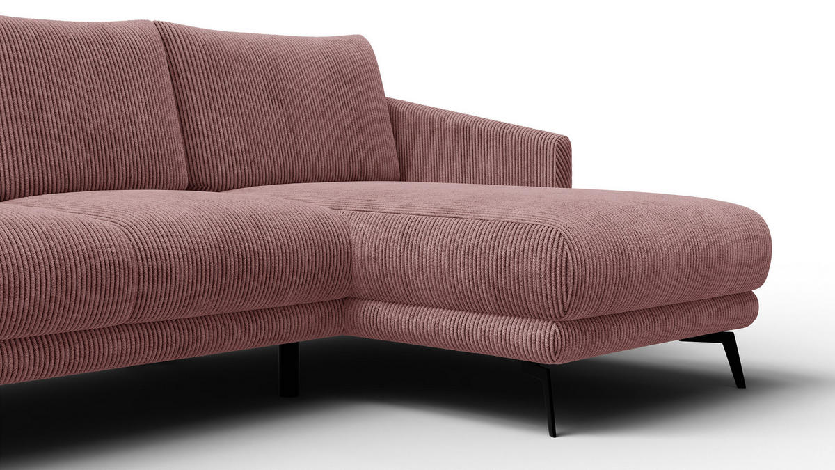 ECKSOFA VILT 3-Sitzer, altrosa - Schwarz/Altrosa, Holzwerkstoff/Textil (221/156cm) - Courtois Laville