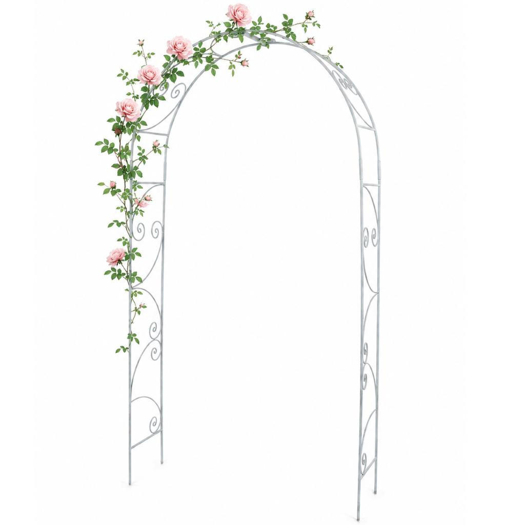 ROSENBOGEN Metall Verzinkt Massiv 135 cm Torbogen - Silberfarben, Metall (120/240/32cm) - DanDiBo
