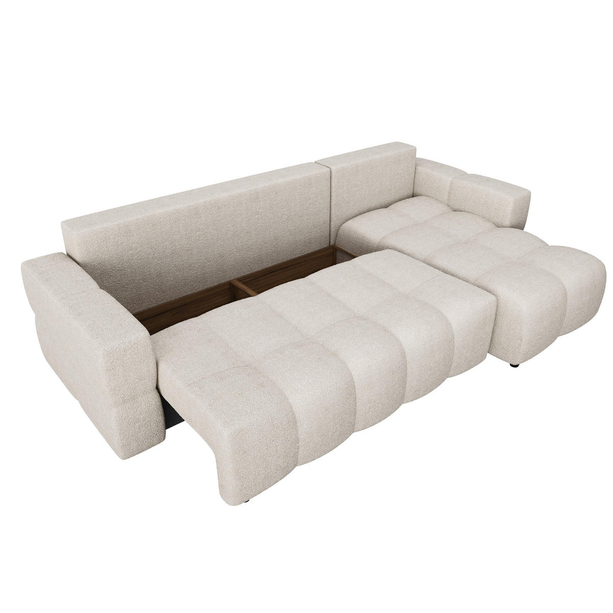 ECKSOFA RECHTS Bouclé-Stoff Beige 286cm - Beige, Textil (286/169cm) - Sia Home
