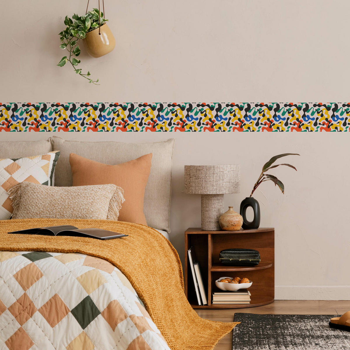 TAPETENBORDÜRE selbstklebend bunte ABSTRAKTION moderne Muster - Blau/Rot, Papier (10/300/300cm) - Muralo