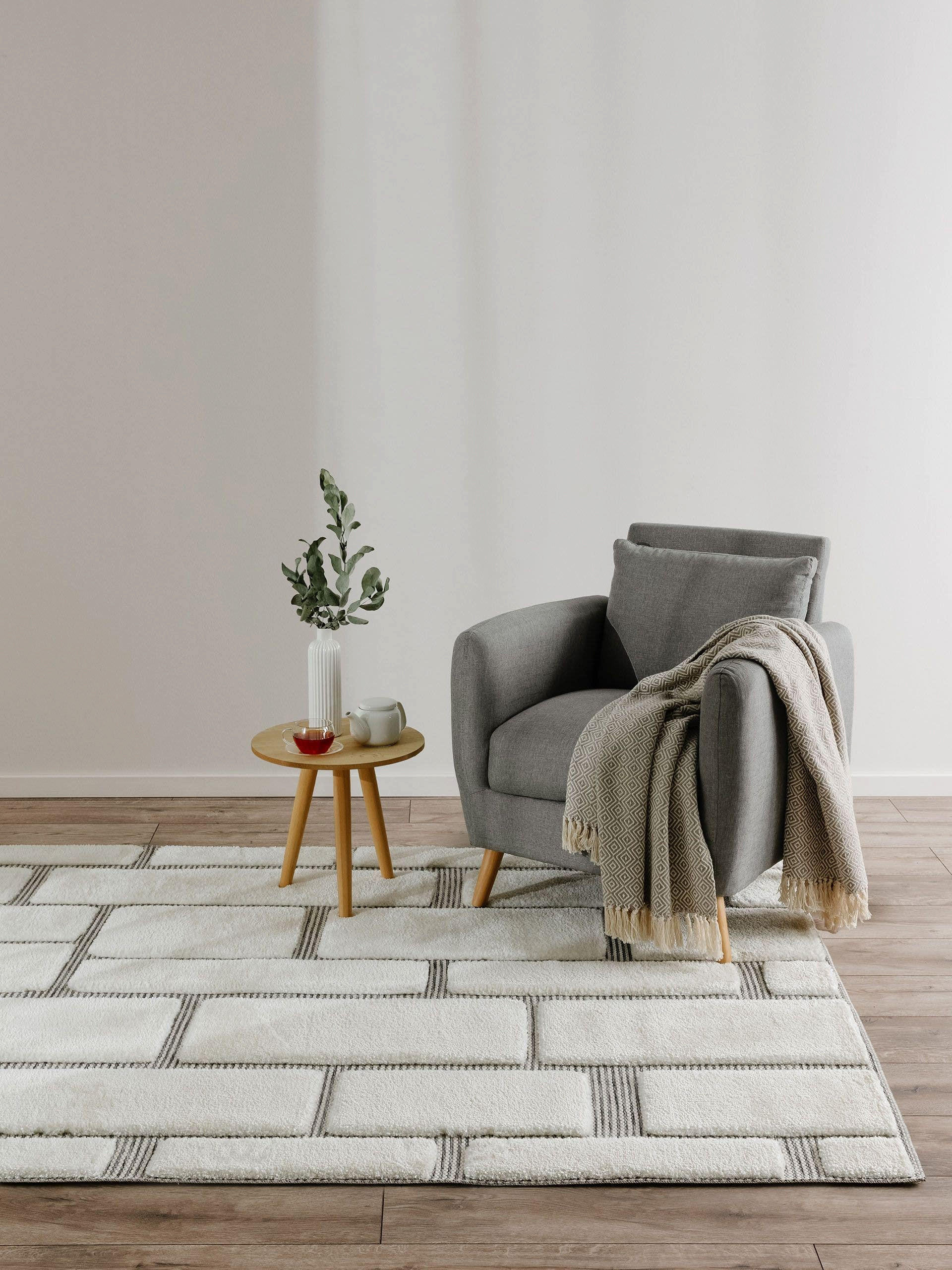 TEPPICH Elvy Cream/Grau 250x350 cm - Creme, Kunststoff (250/350cm) - benuta