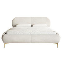 POLSTERBETT Ovalle Cremeweiß mit goldenen Metallbeinen 180 cm - Goldfarben/Creme, Textil/Metall (180/200cm) - Selsey