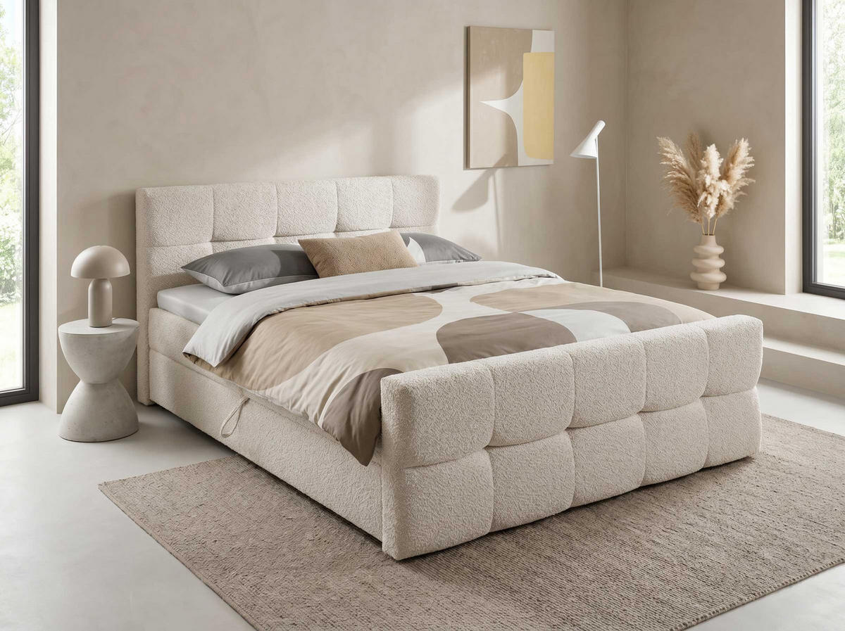 BOXBETT Modena 1 hellbeige 180/200 cm - Beige, Textil (180/200cm) - wonello