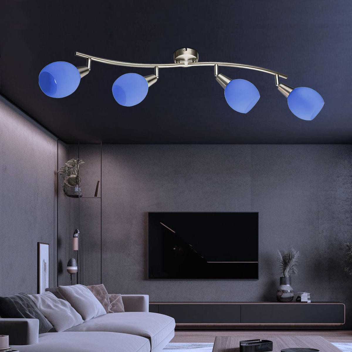 LED DECKENLEUCHTE ELLIOTT Silber Metall - Silberfarben, Glas (70/31.5/23cm) - Globo Lighting
