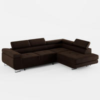 ECKSOFA VEMO EDGE Rechts Braun Velour-Stoff mit Bettkasten und Schlaffunktion - Dunkelbraun, Textil (270/200cm) - Barchello
