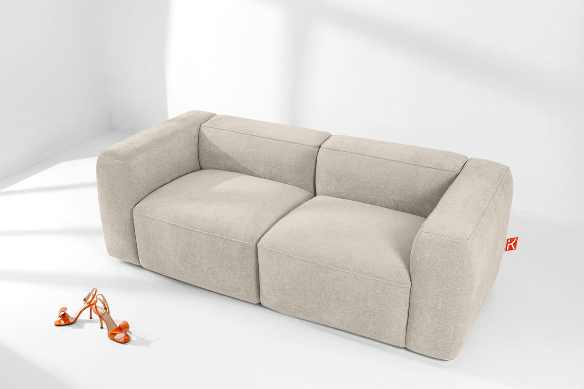 2-SITZER SOFA FUBBO, Ecru - Ecru, Holz/Holzwerkstoff (210/73/96cm) - KONSIMO®