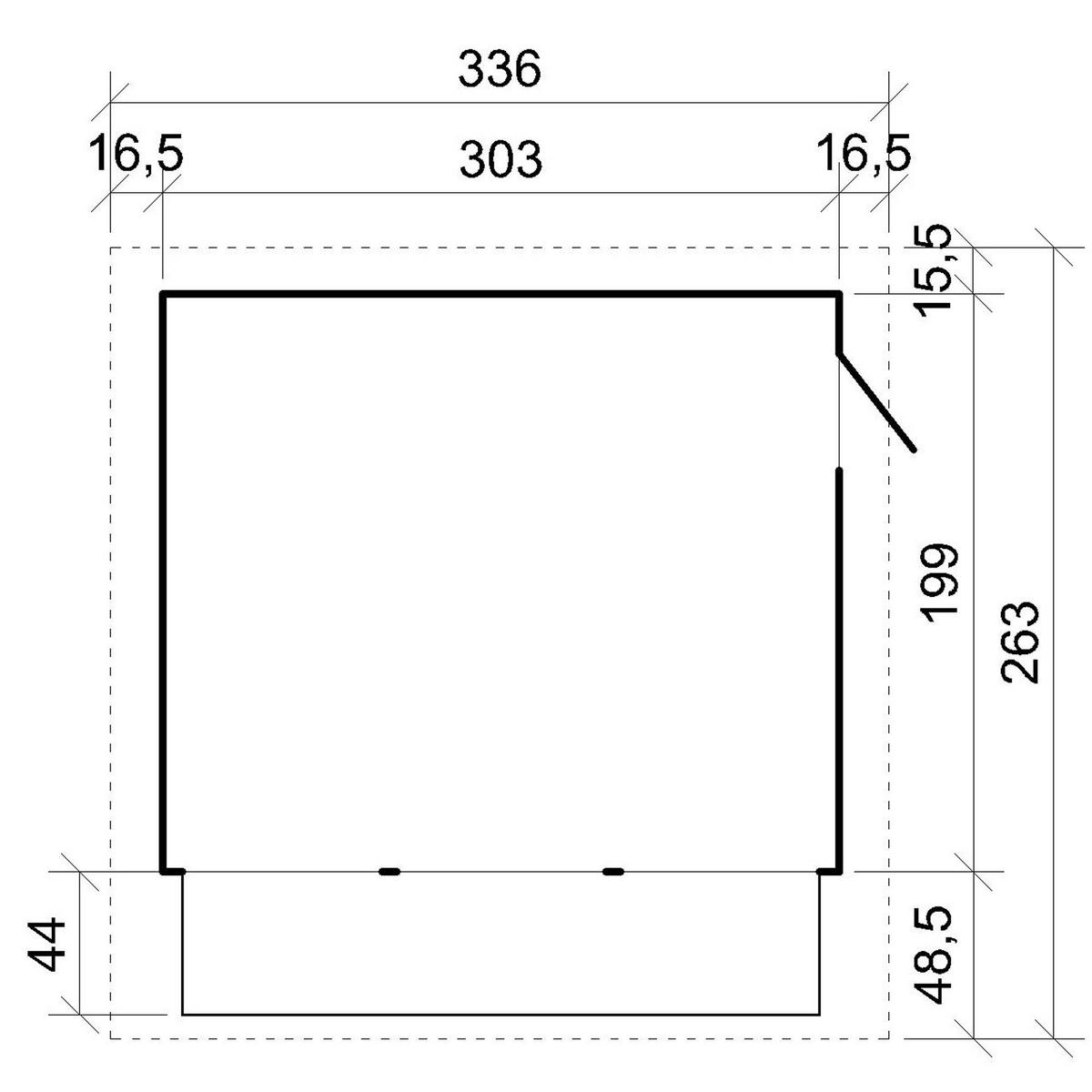 MARKTBUDE Holz, Gartenhaus, DREI FENSTER - 200x300/6 m2 M150A - Beige, Holz (336/232/263cm) - Timbela